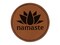 Namaste with Lotus Flower Yoga Round Iron-On Engraved Faux Leather Patch Applique - 2.5"